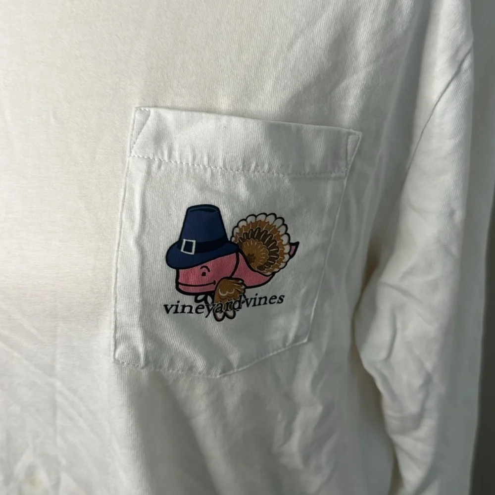 ***Vineyard Vines Boy/Girl White Thanksgiving 2016 Long Sleeve Top Sz XL (18) - Picture 2 of 7
